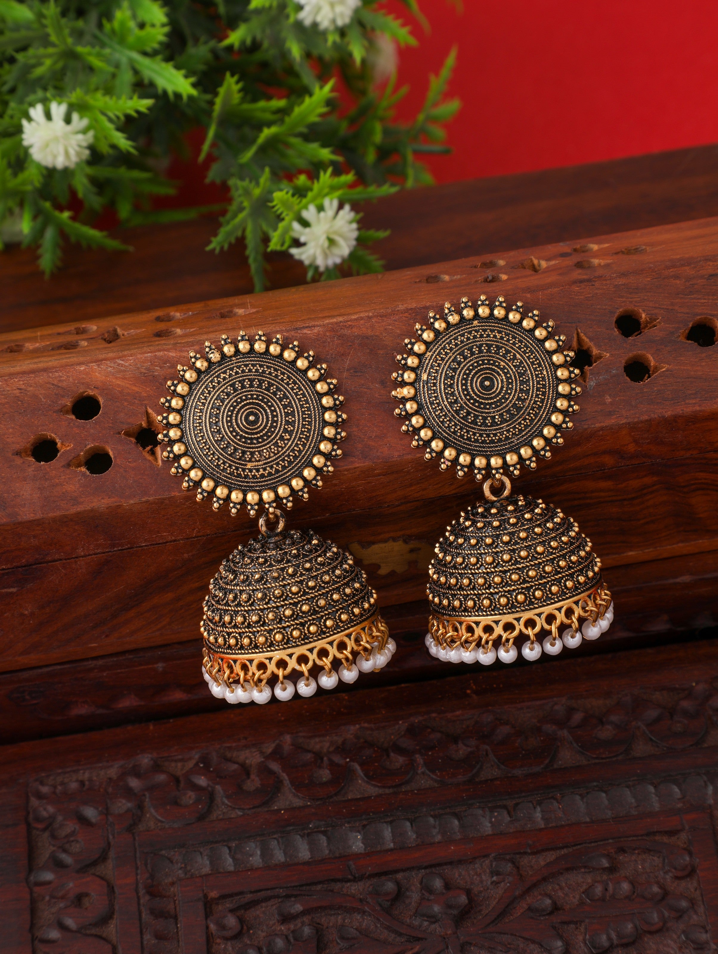 Gold Plated Jumkha Earrings