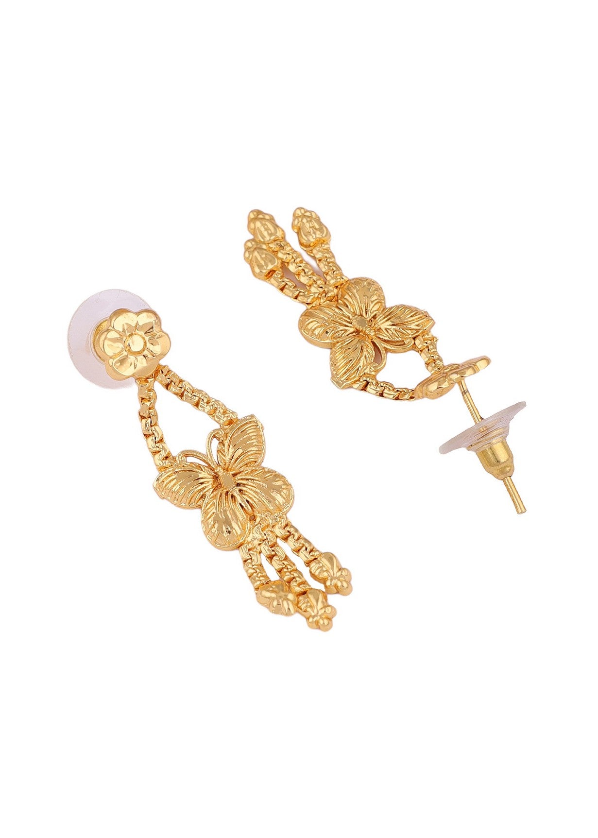 Gold-Plated Butterfly Handmade Kalkati Set With Matching Earring
