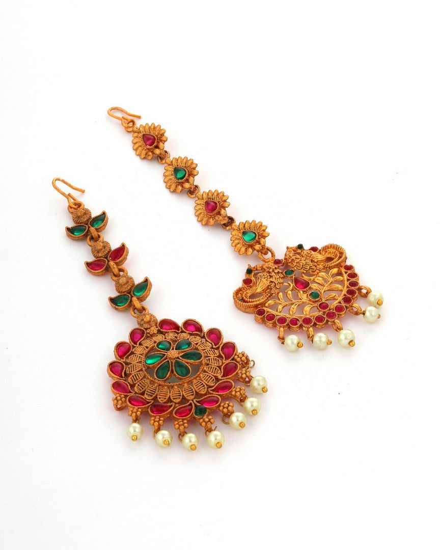 Traditional Copper Finish Gold Plated Temple Religious Mangtikka