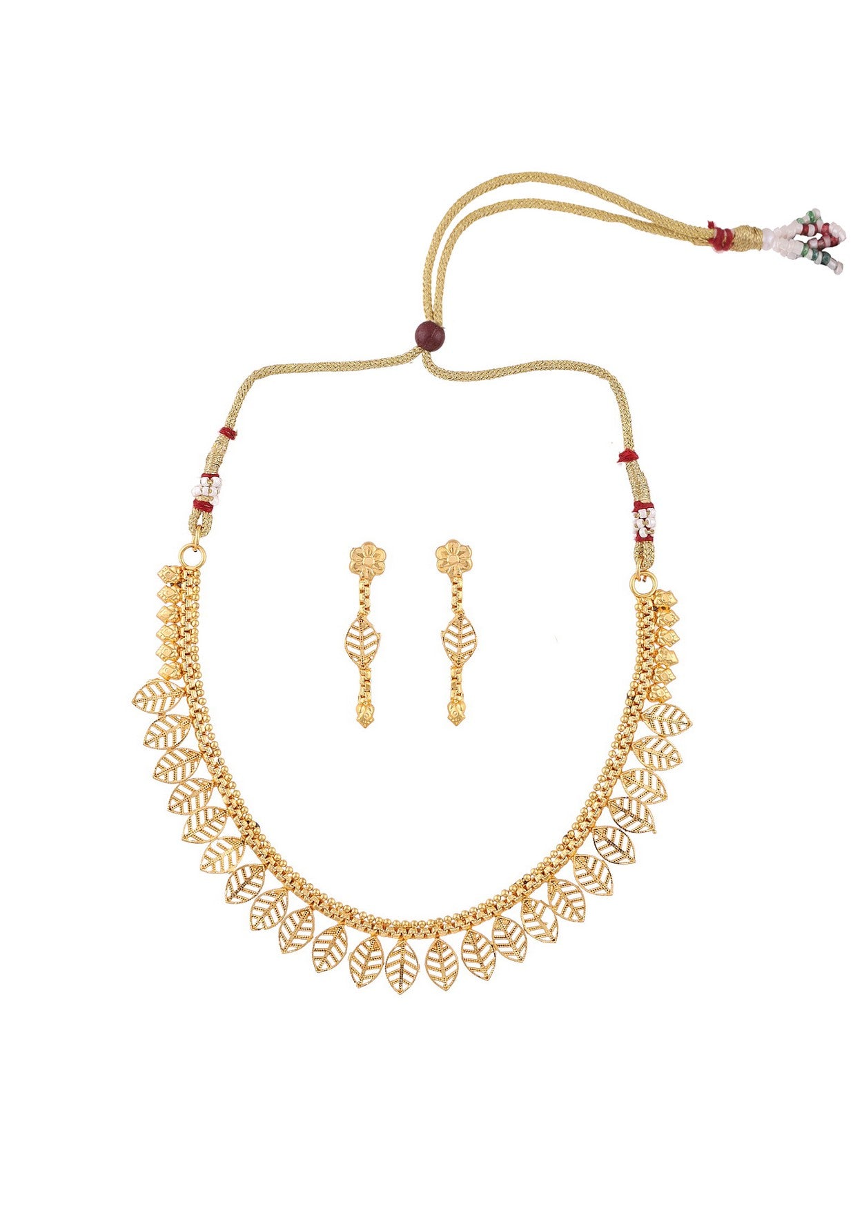 Simple cute gold finished necklace Set With matching earrings