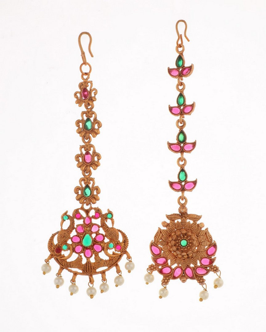 Traditional Copper Finish Gold Plated Temple Religious Mangtikka