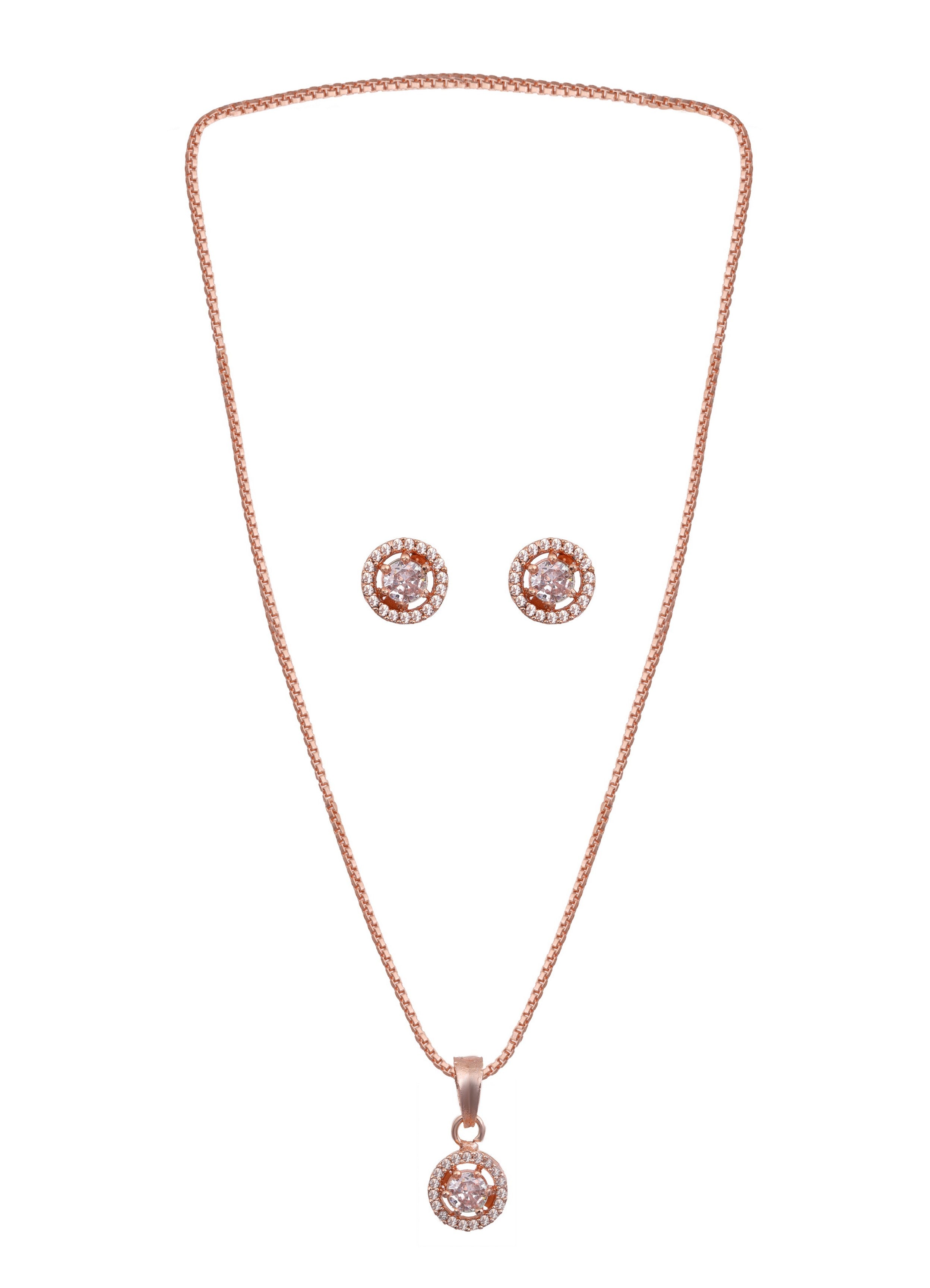 AD Diamond Studed Pendent Set With Earring And Bracelet