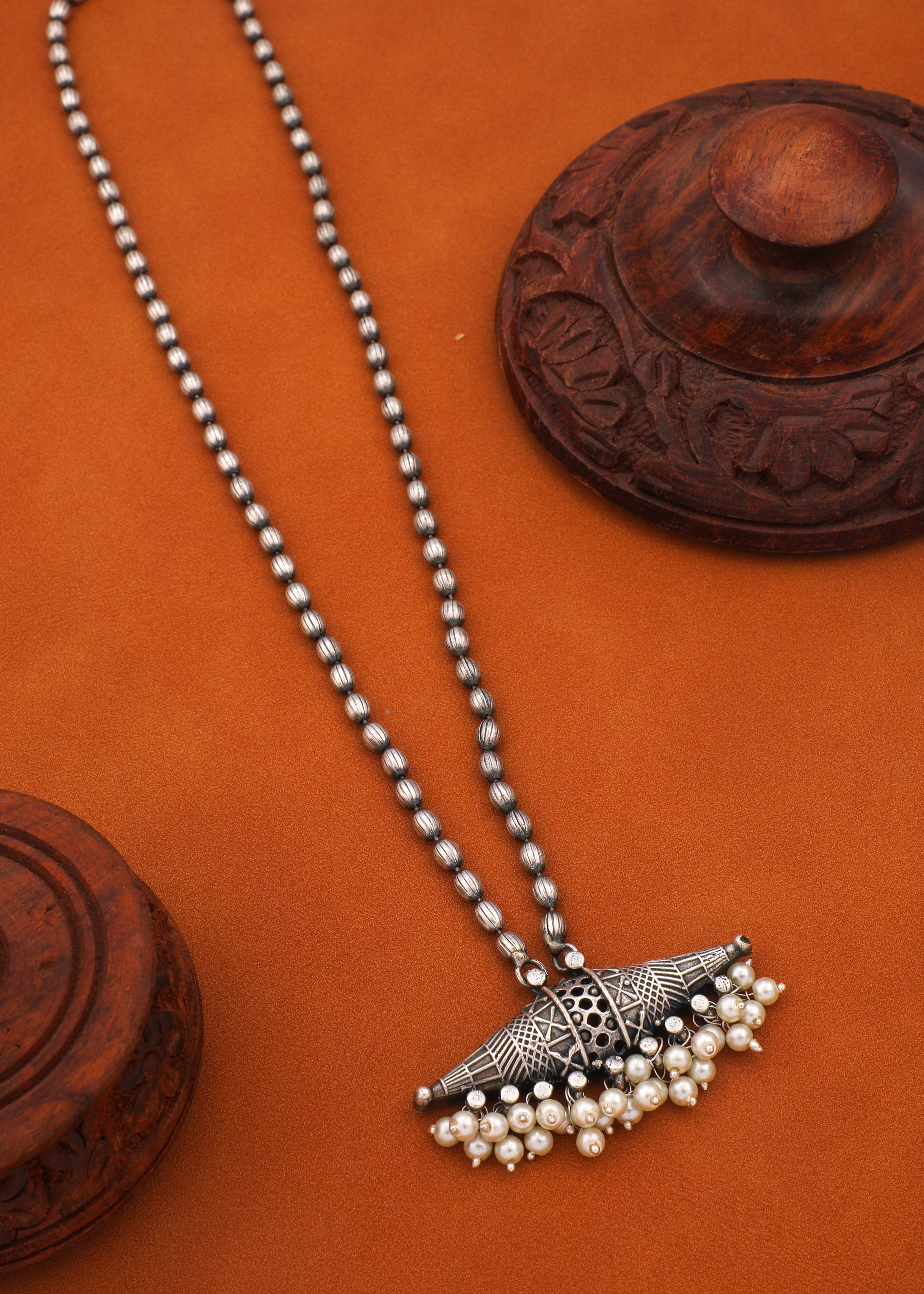 Silver-Toned Oxidized Traditional Necklace Chain