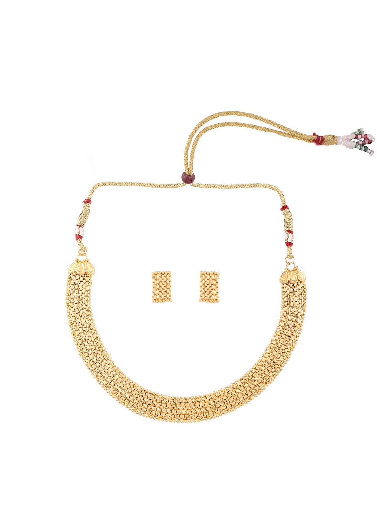 Gold-Plated Siample Handmade Kalkati Set With Matching Earring