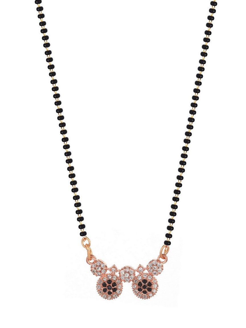 Rose Gold-Plated & White AD Stone-Studded Mangalsutra