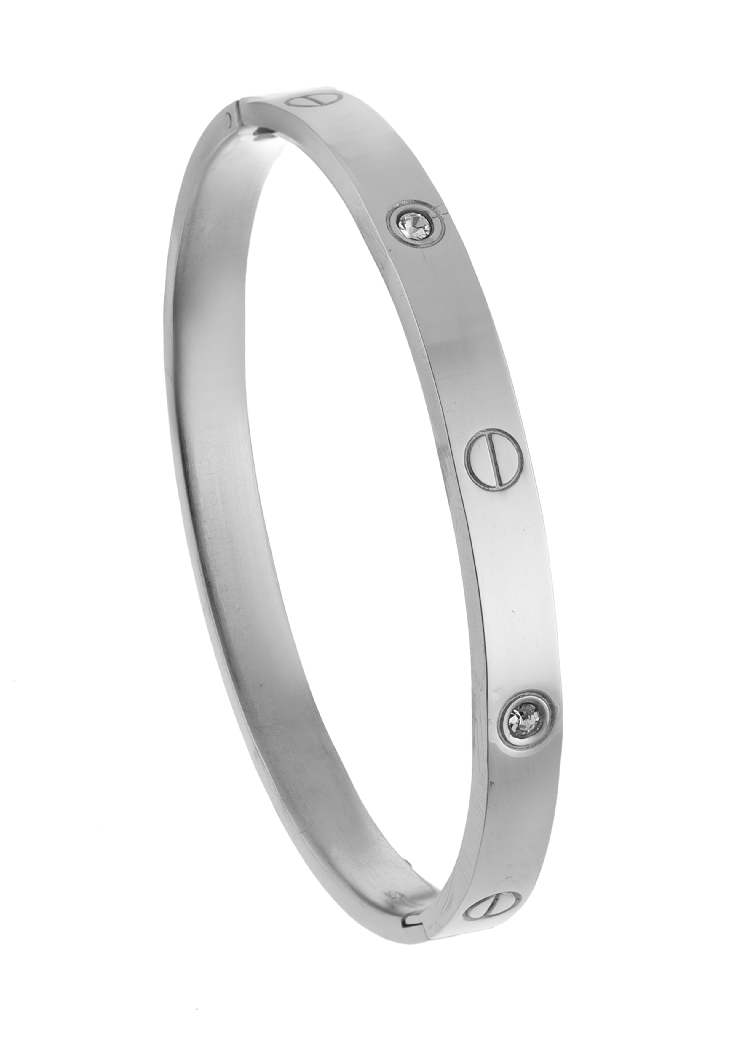 Silver Plated Stainless Steel Oval Shape Kada With Magnetic clasp