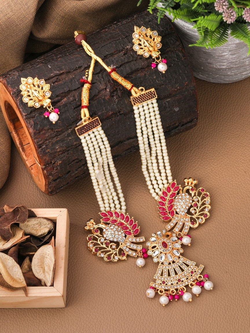 TRADITIONAL WEAR MOTI MALA NECKLACE WITH EARRING