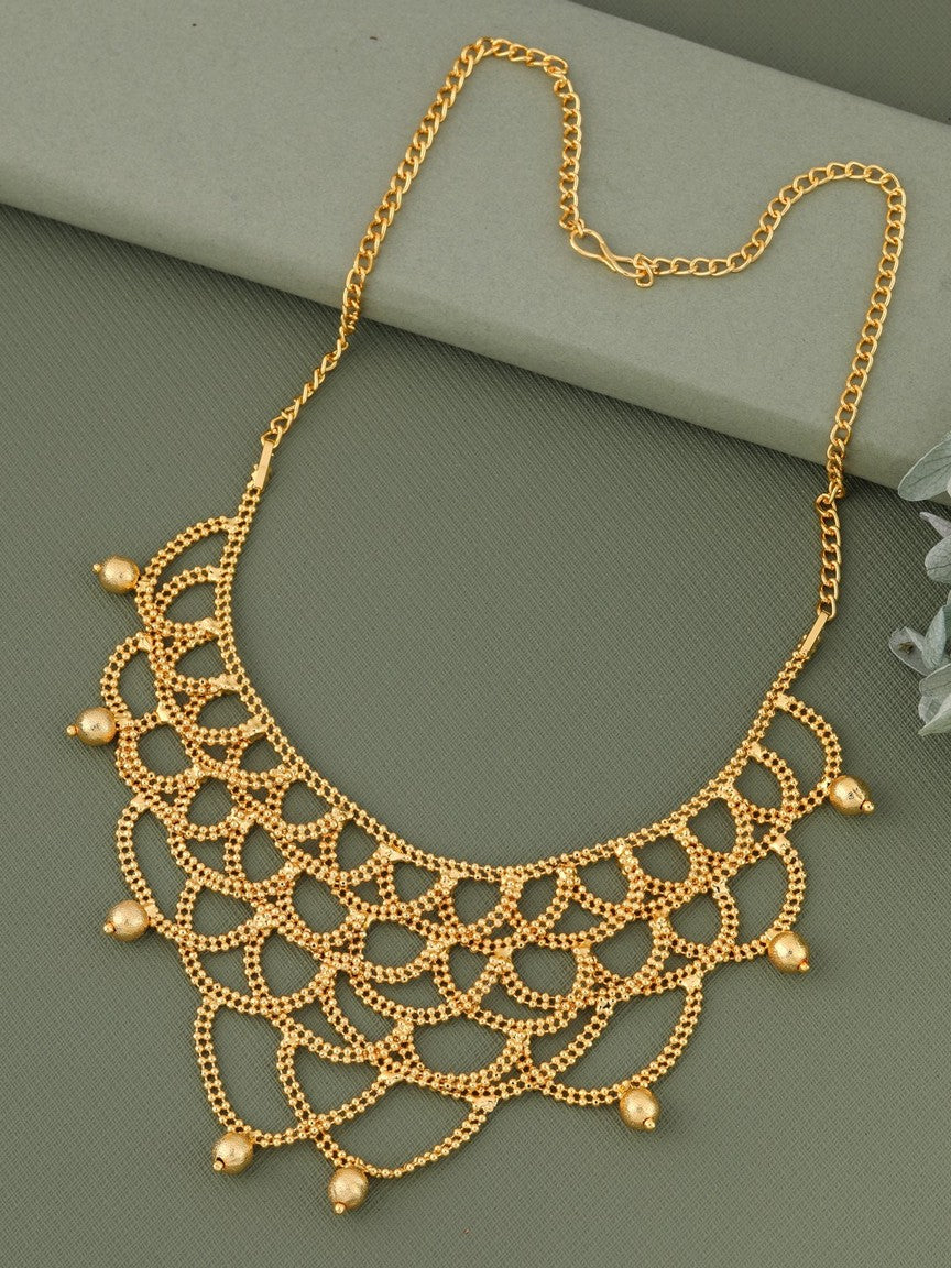 Gold Plated Multi-String Necklace Set for Women