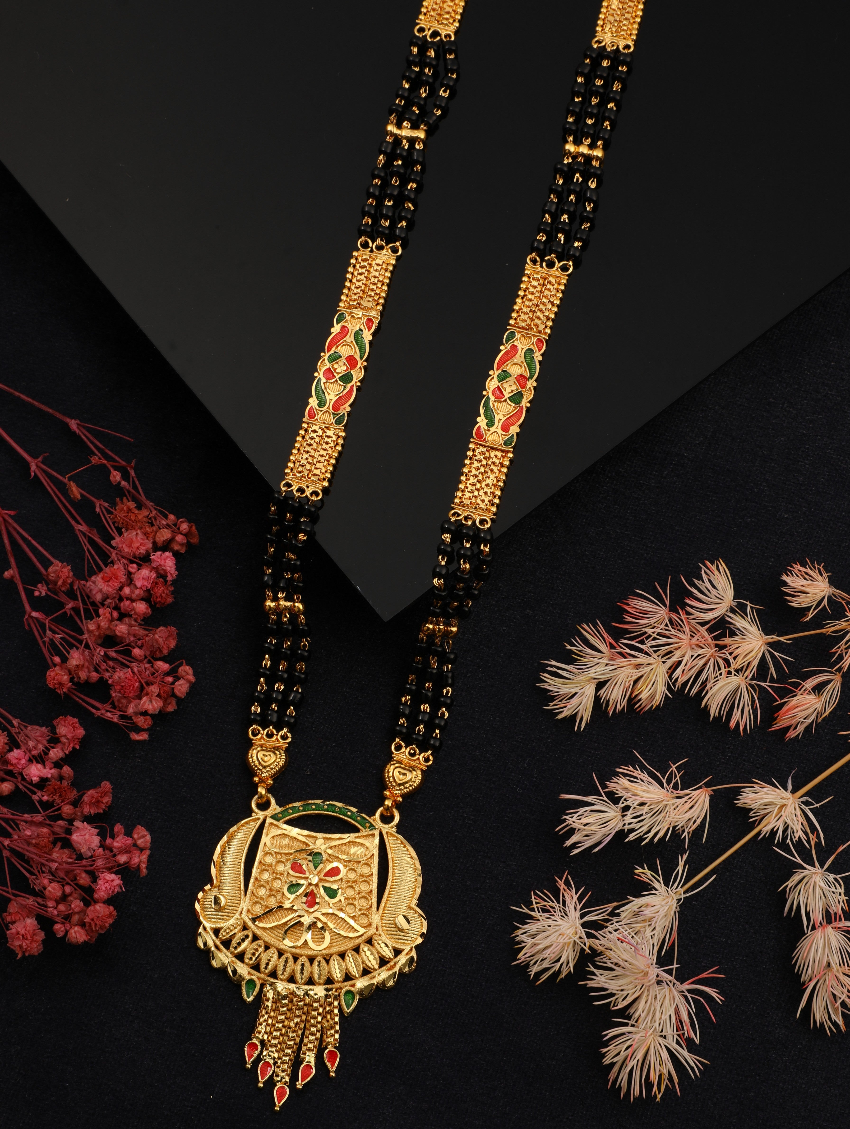 Gold-Plated Alloy Handmade Multicolour Mangalsutra