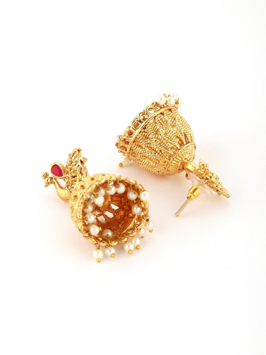 Gold-Plated Peacock Design Jewellery Set
