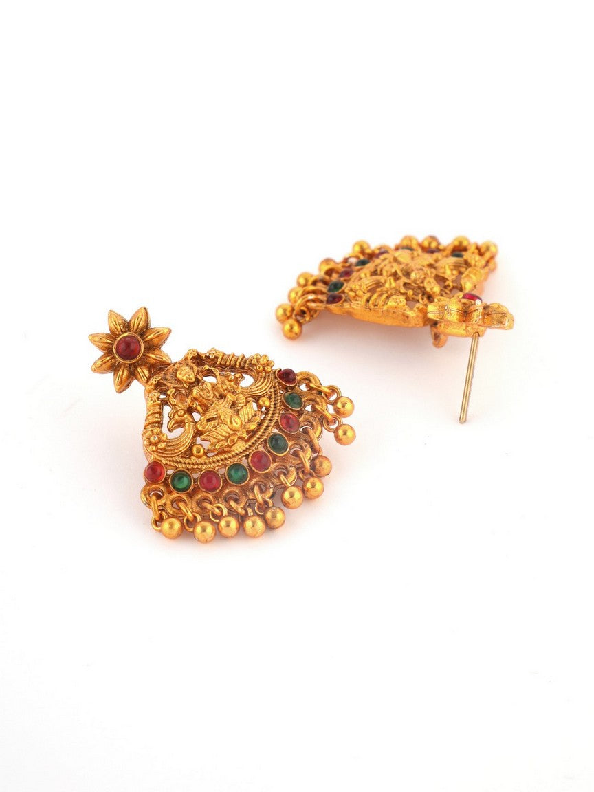 Gold-Plated Treditional Lxmiji Design Temple Jewellery Set